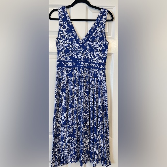 BODEN Lorna Jersey Dress Blue and White Pattern Size 6R - Picture 4 of 13